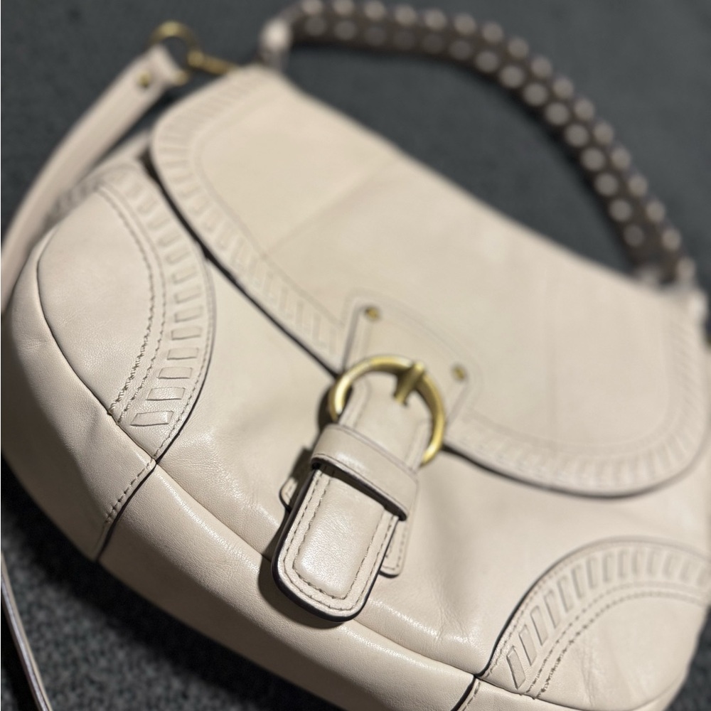 Coach Cream Shoulder Bag with Gold Accents